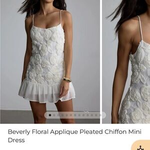 Elegant White Floral Chiffon Mini Dress
